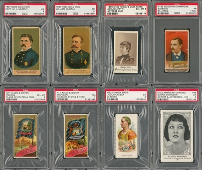 1880s-1910s "N"-Tobacco Cards and "E"-Caramel Cards PSA-Graded Collection (8 Different)